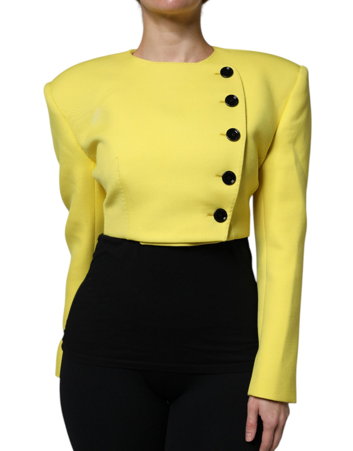 Dolce & Gabbana Lime Green 100% Virgin Wool Long-Sleeve Cropped Jacket – Silk Lining