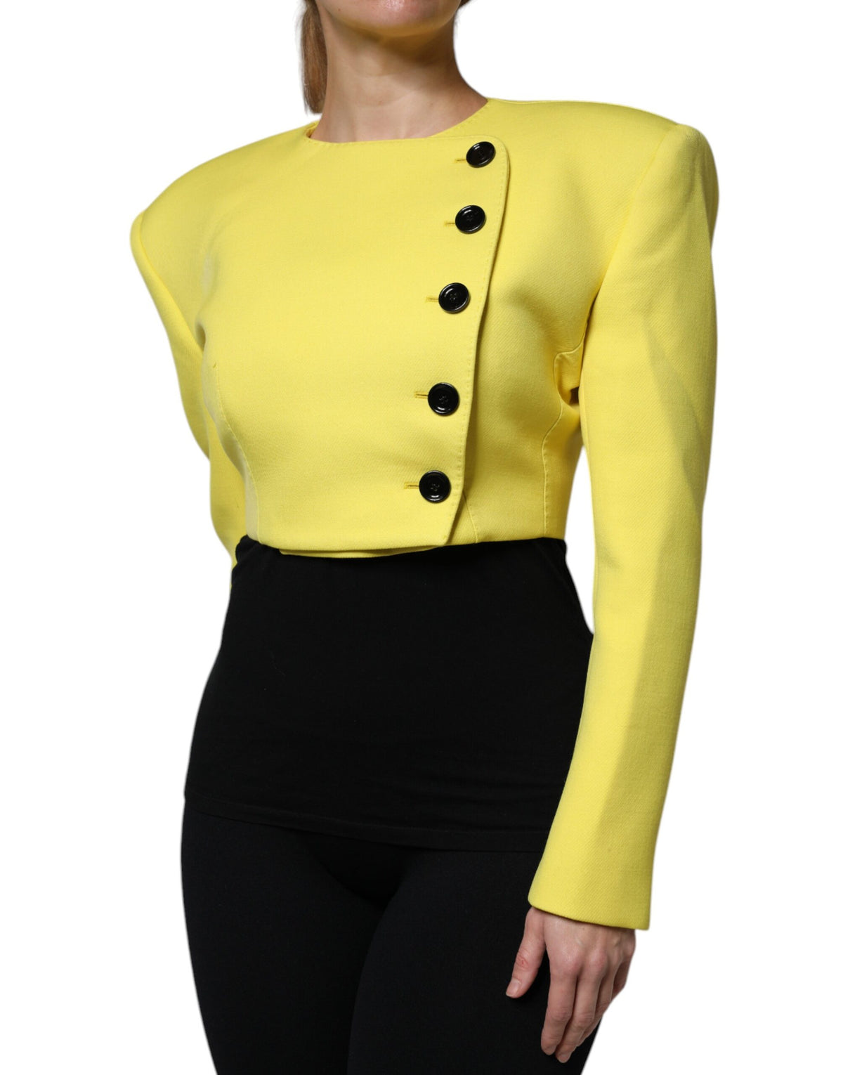 Dolce & Gabbana Lime Green 100% Virgin Wool Long-Sleeve Cropped Jacket – Silk Lining