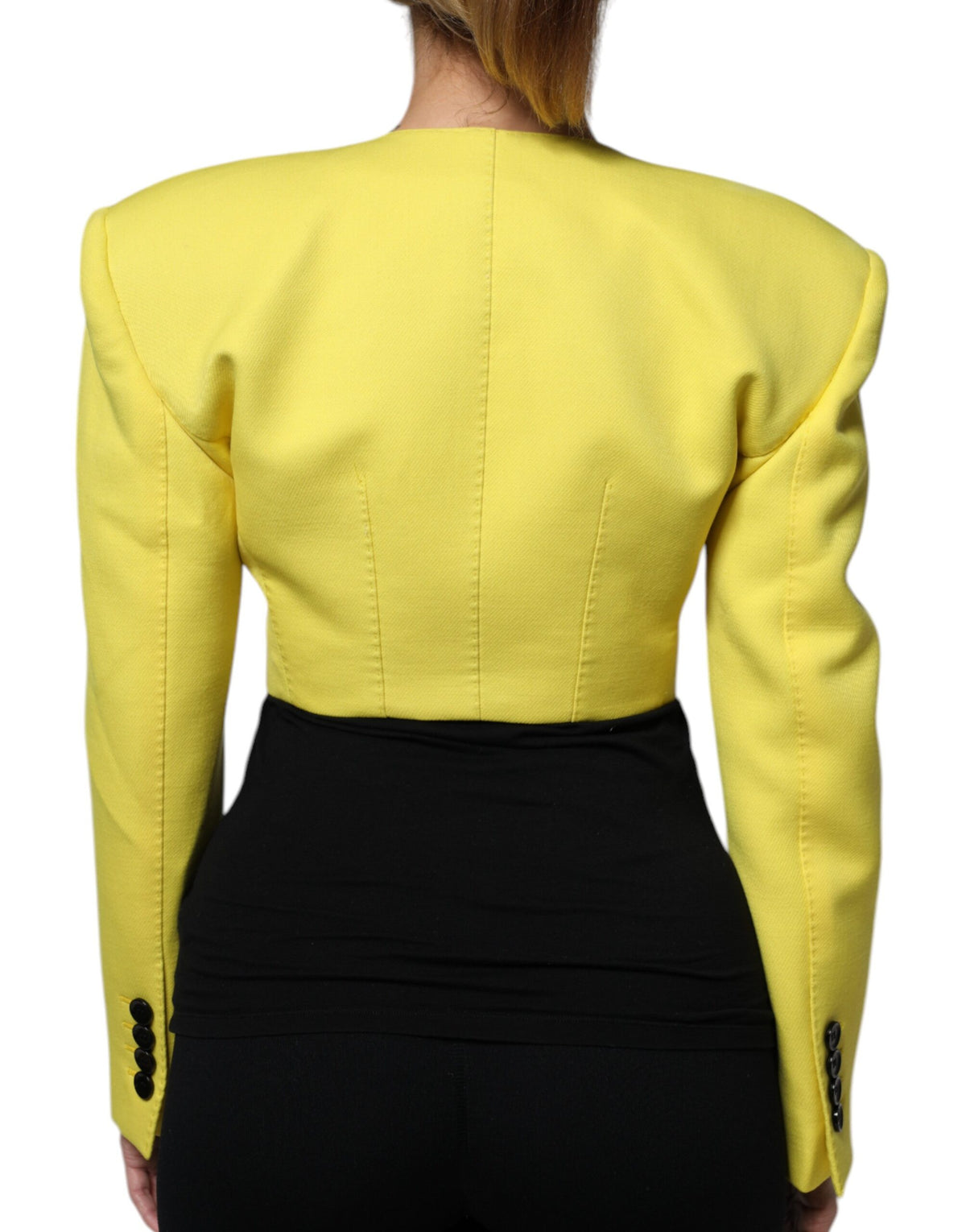 Dolce & Gabbana Lime Green 100% Virgin Wool Long-Sleeve Cropped Jacket – Silk Lining
