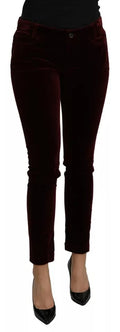 Dolce & Gabbana Bordeaux Cotton Stretch Slim-Fit Skinny Trousers – 98% Cotton