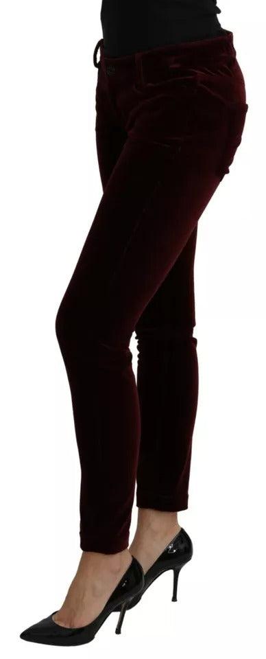 Dolce & Gabbana Bordeaux Cotton Stretch Slim-Fit Skinny Trousers – 98% Cotton