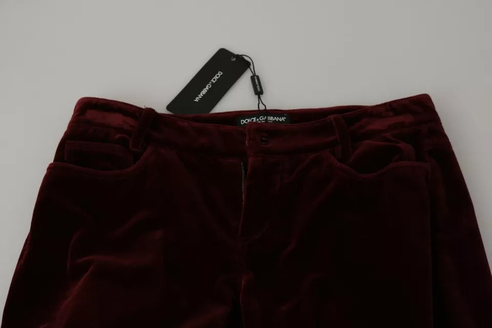 Dolce & Gabbana Bordeaux Cotton Stretch Slim-Fit Skinny Trousers – 98% Cotton