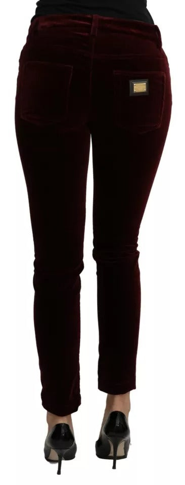 Dolce & Gabbana Bordeaux Cotton Stretch Slim-Fit Skinny Trousers – 98% Cotton