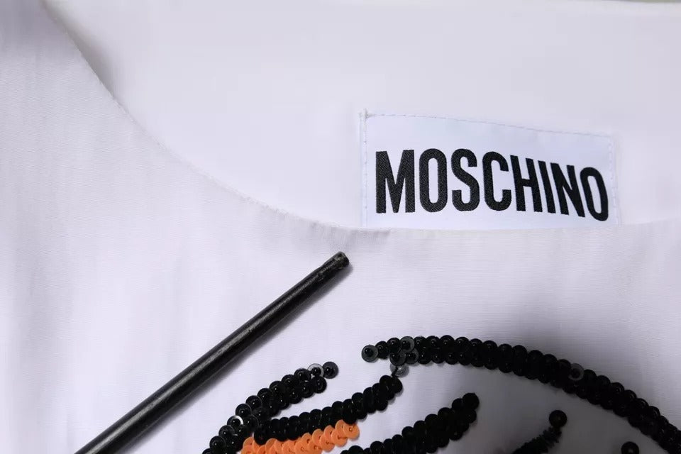 Moschino Couture White Printed Viscose Sheath Mini Dress