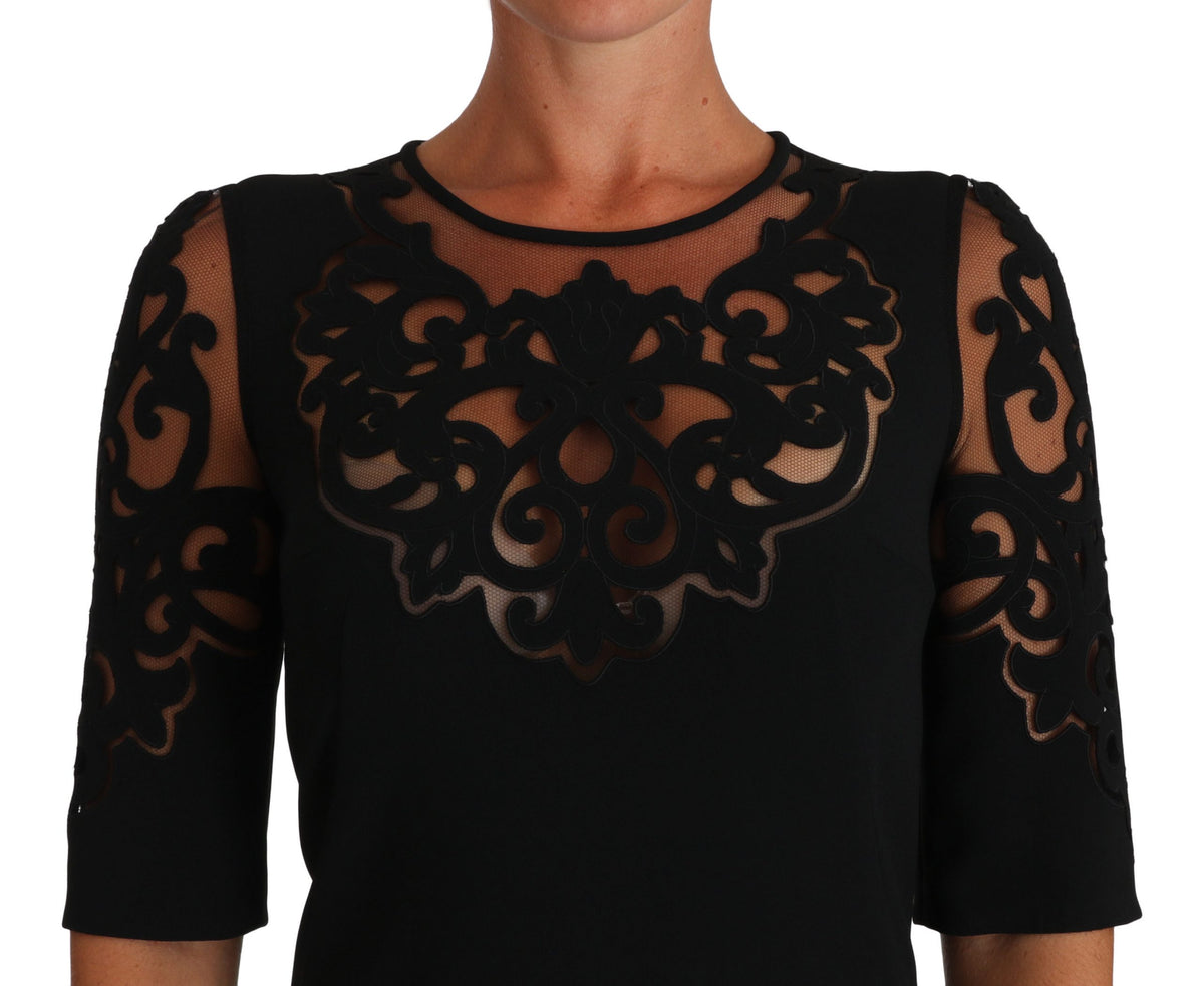 Dolce & Gabbana Black Floral Cut-Out Cocktail Dress