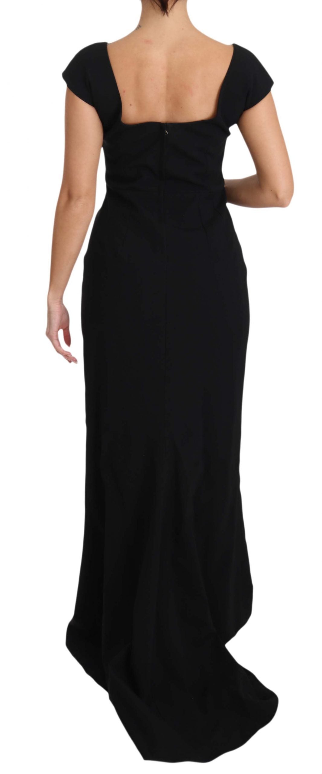 Dolce & Gabbana Black Stretch Fit & Flare Maxi Dress