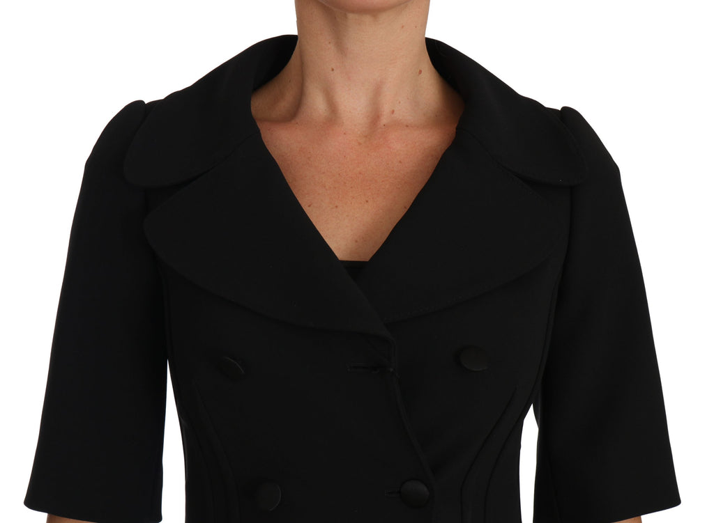 Dolce & Gabbana Black Virgin Wool Crop Blazer – Double-Breasted