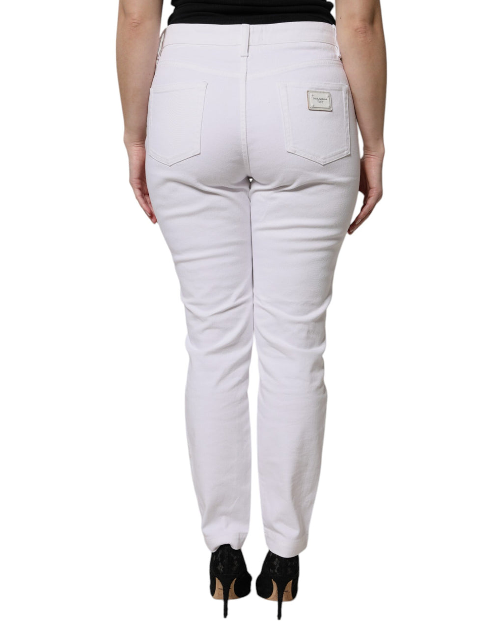 Dolce & Gabbana White 97% Cotton Mid-Rise Slim-Fit Jeans