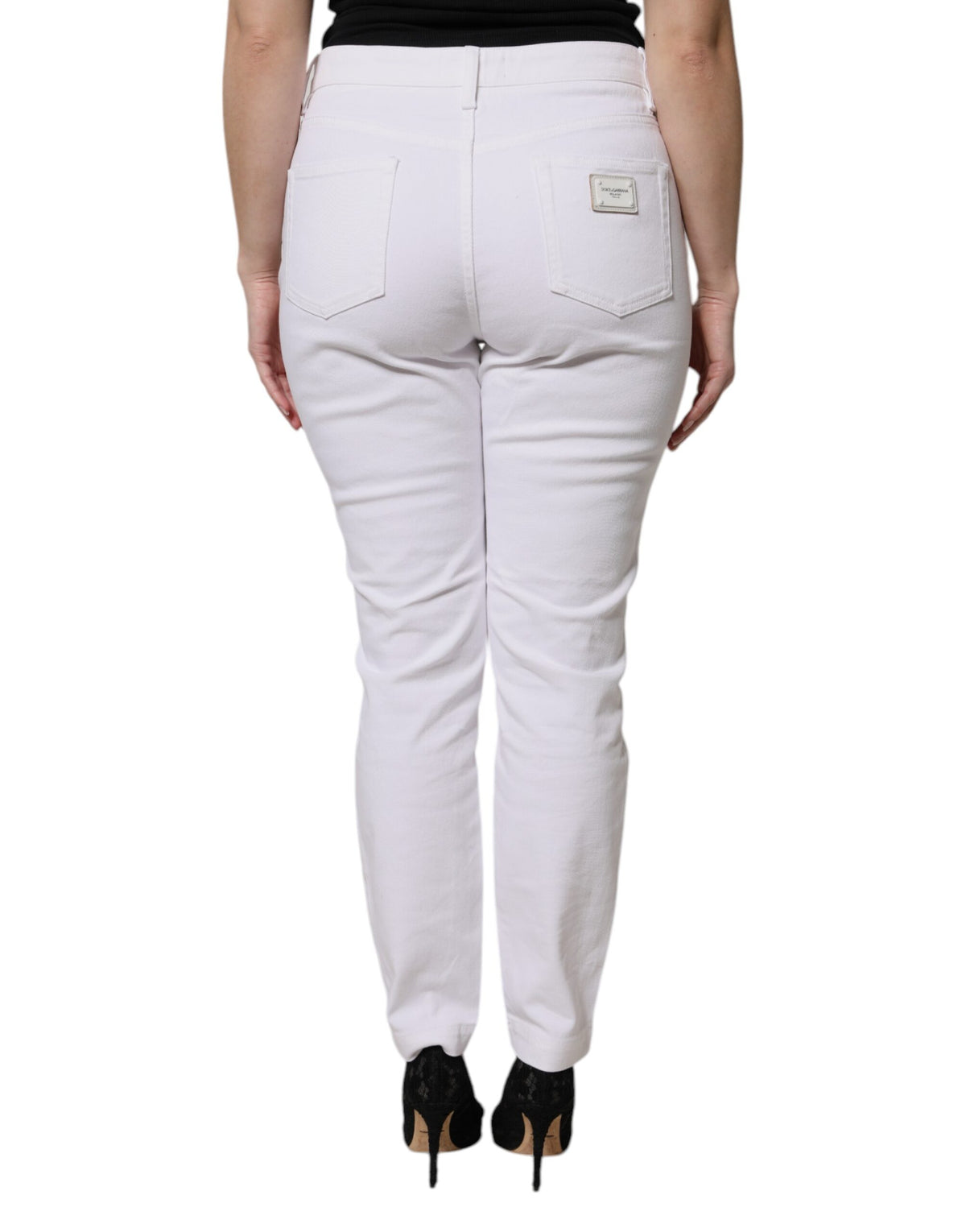 Dolce & Gabbana White 97% Cotton Mid-Rise Slim-Fit Jeans