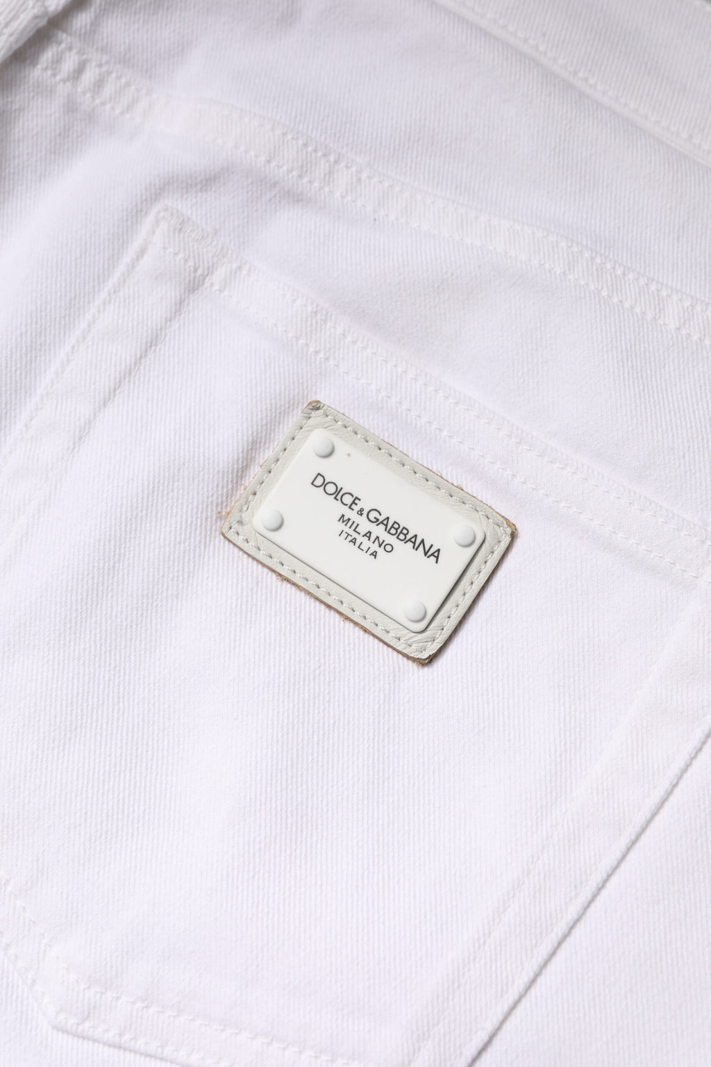 Dolce & Gabbana White 97% Cotton Mid-Rise Slim-Fit Jeans