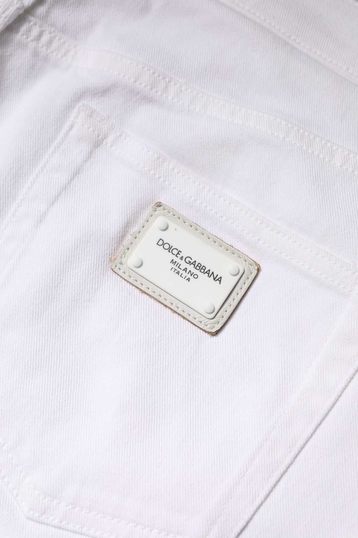 Dolce & Gabbana White 97% Cotton Mid-Rise Slim-Fit Jeans