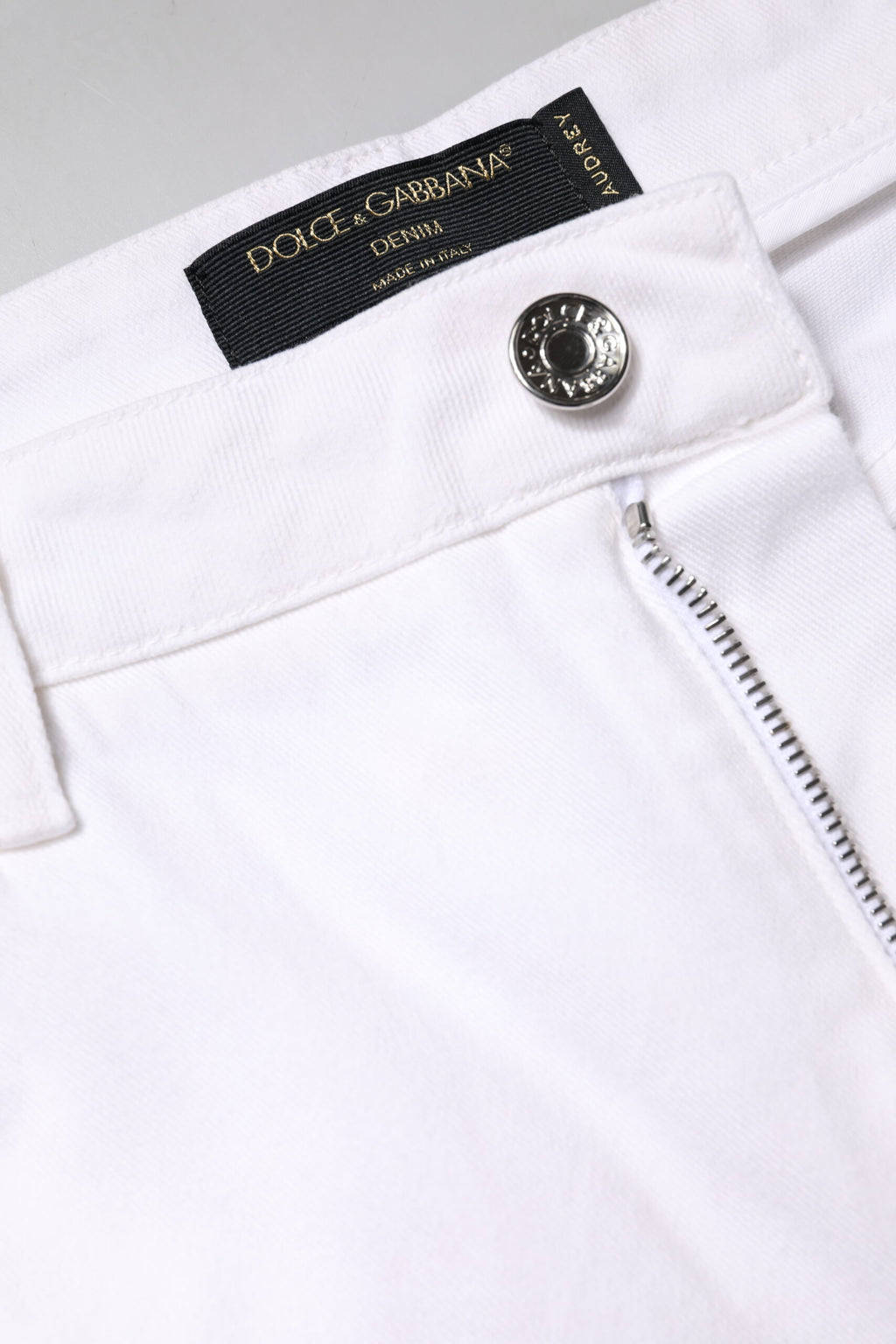 Dolce & Gabbana White 97% Cotton Mid-Rise Slim-Fit Jeans