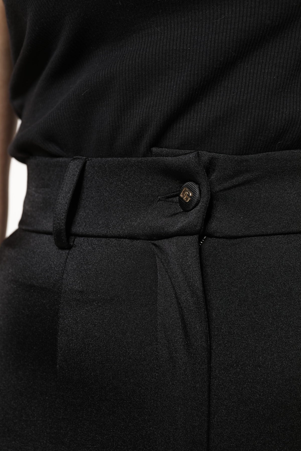 Dolce & Gabbana Black 80% Nylon High-Waisted Slim-Fit Trousers