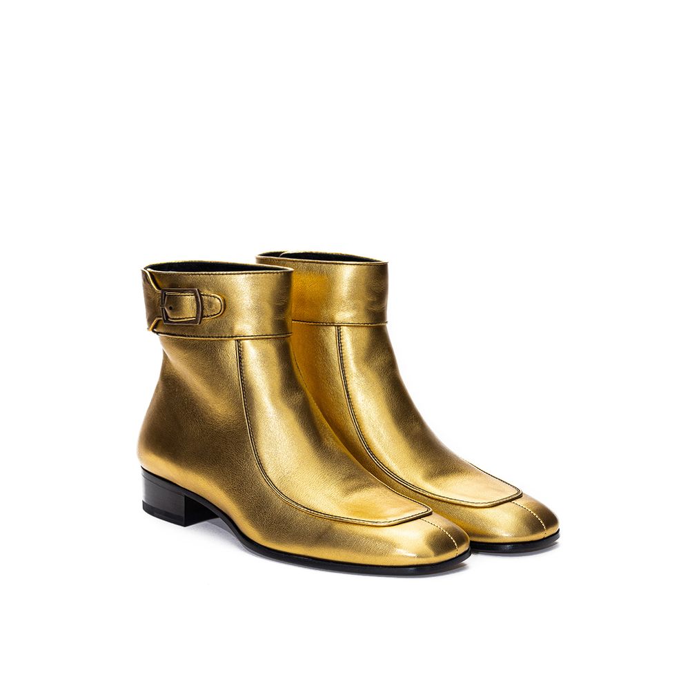Saint Laurent Gold Leather Ankle Boots