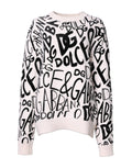 Dolce & Gabbana White-Black Logo-Print 100% Virgin Wool Sweater