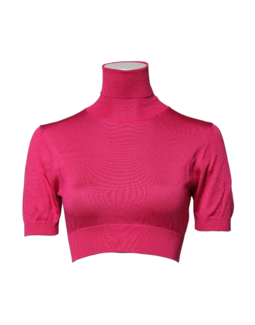 Dolce & Gabbana Pink 100% Silk Curved-Neck Crop Top – Knitted
