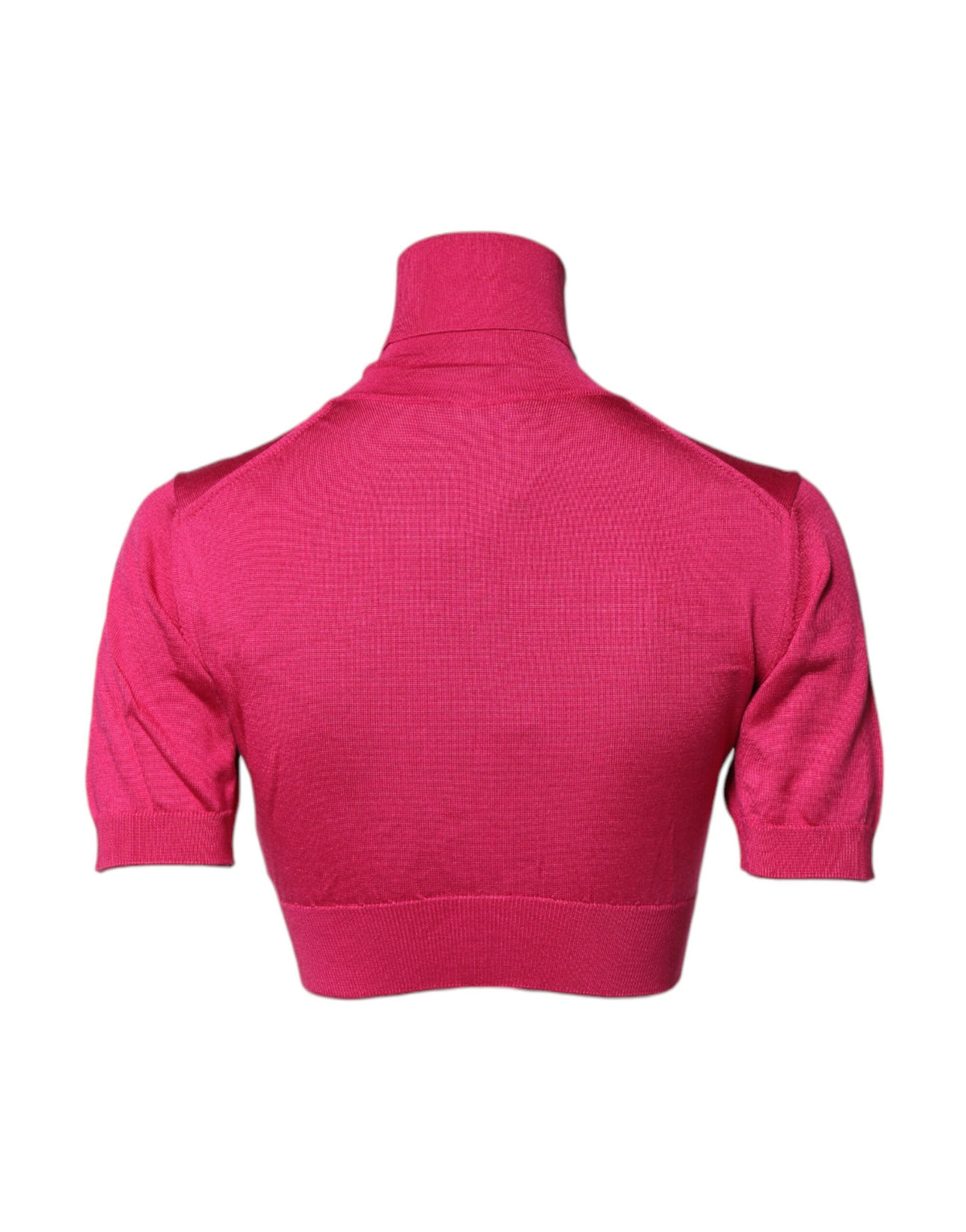 Dolce & Gabbana Pink 100% Silk Curved-Neck Crop Top – Knitted