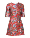 Dolce & Gabbana Red Floral Jacquard A-Line Mini Dress – Silk Lining