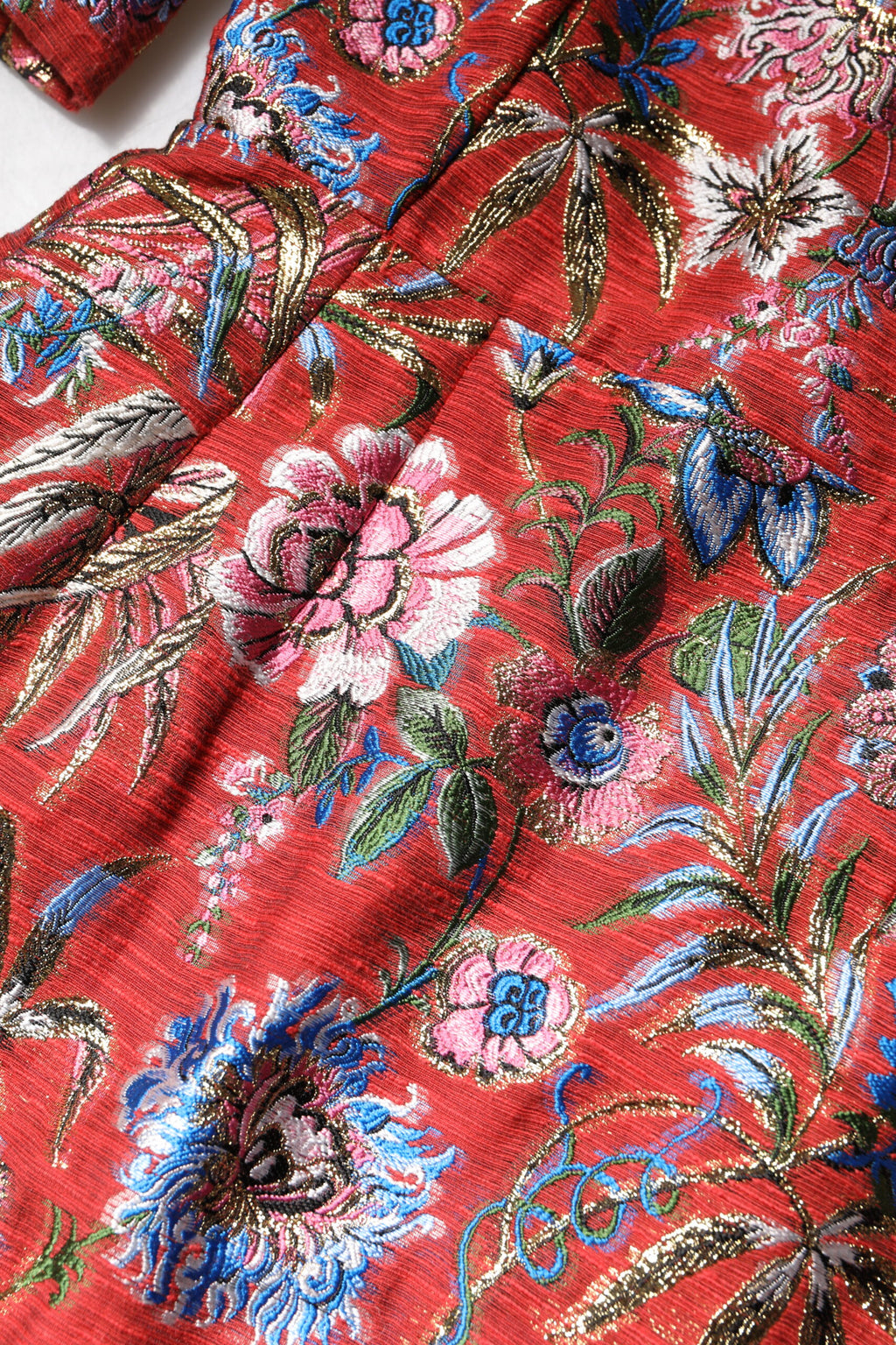 Dolce & Gabbana Red Floral Jacquard A-Line Mini Dress – Silk Lining