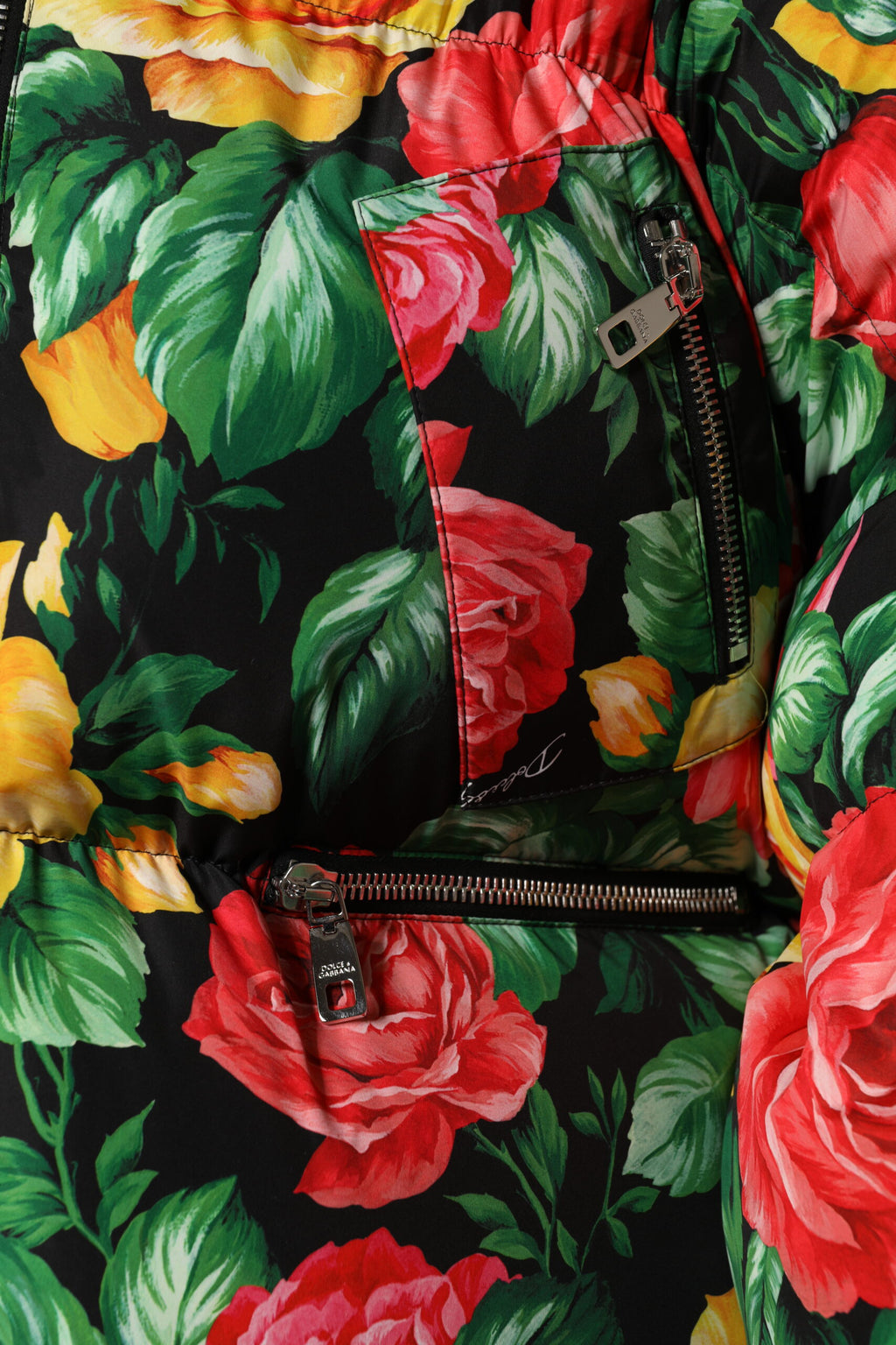 Dolce & Gabbana Multicolored Floral 100% Polyester Hooded Puffer Jacket