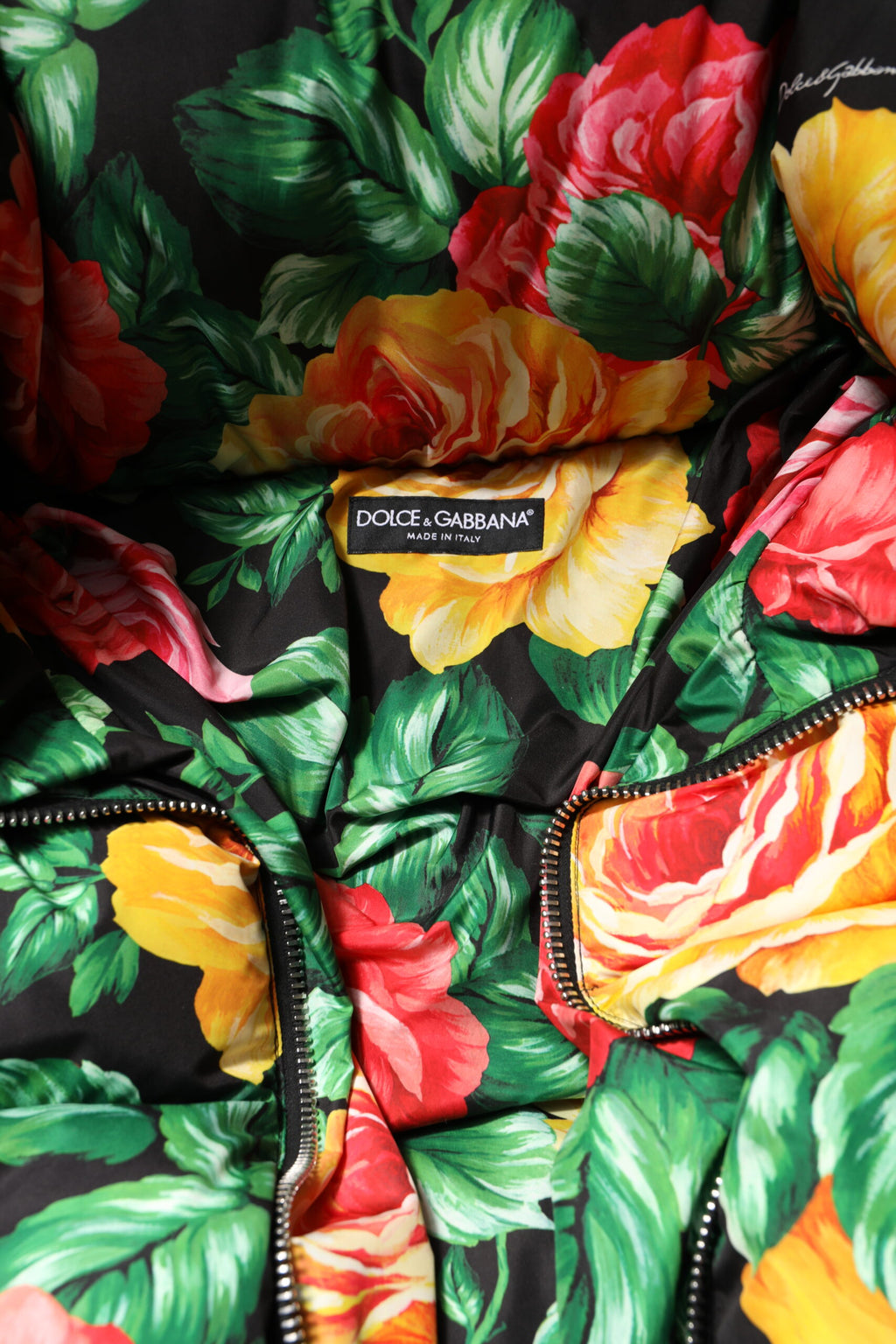 Dolce & Gabbana Multicolored Floral 100% Polyester Hooded Puffer Jacket