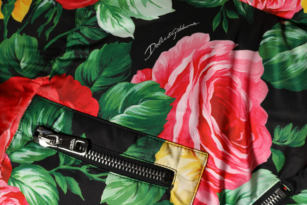 Dolce & Gabbana Multicolored Floral 100% Polyester Hooded Puffer Jacket