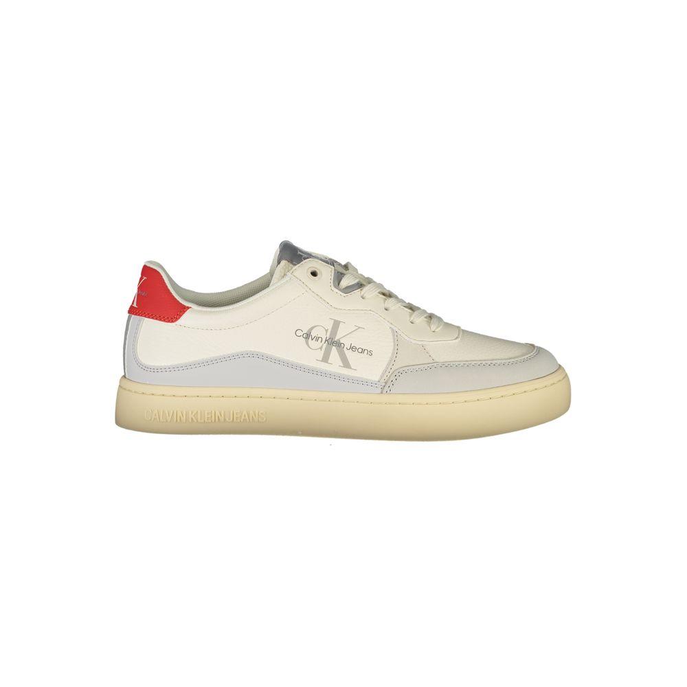 White Polyurethane Men Sneaker
