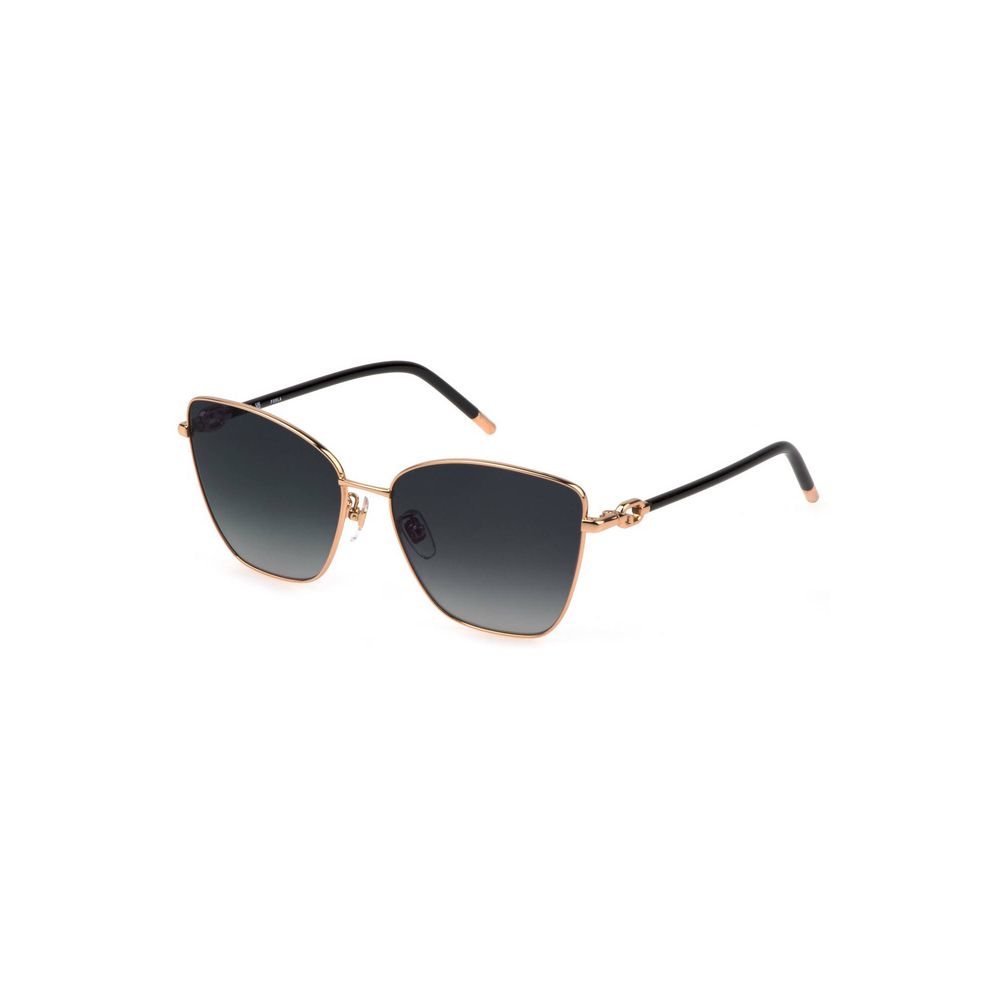 Furla Gold Metal Sunglasses – Square Frame, Smoke Lenses, Logo, Women's, Italian