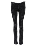 Dolce & Gabbana Black 100% Cotton Distressed Skinny-Fit Jeans – DG Plaque