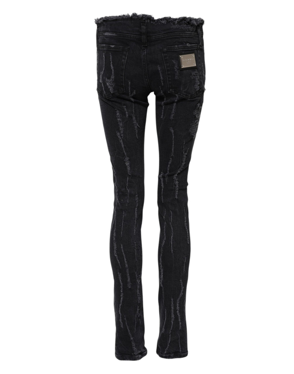 Dolce & Gabbana Black 100% Cotton Distressed Skinny-Fit Jeans – DG Plaque