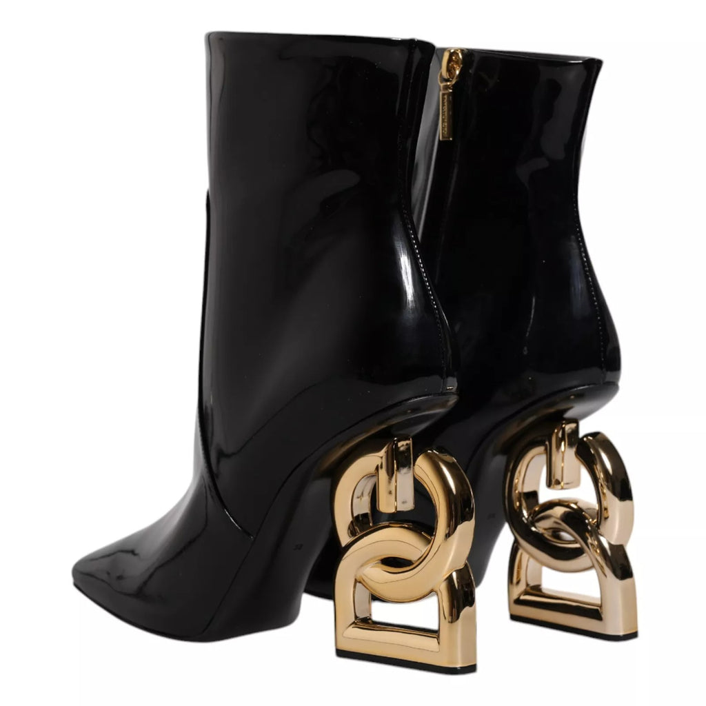 Dolce & Gabbana Black 'Jackie' Knee-High Boots – Calfskin, Side Zipper, Leather Sole, Logo, Italian