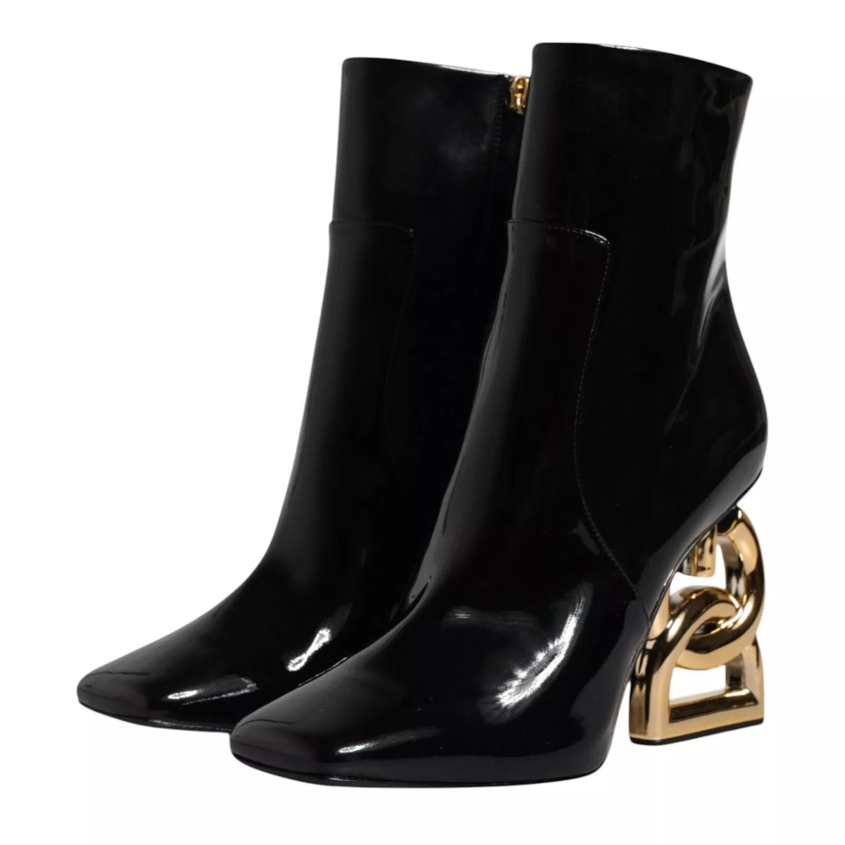 Dolce & Gabbana Black 'Jackie' Knee-High Boots – Calfskin, Side Zipper, Leather Sole, Logo, Italian
