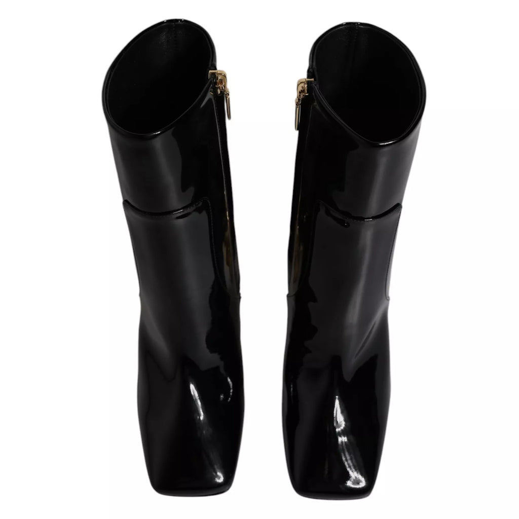 Dolce & Gabbana Black 'Jackie' Knee-High Boots – Calfskin, Side Zipper, Leather Sole, Logo, Italian