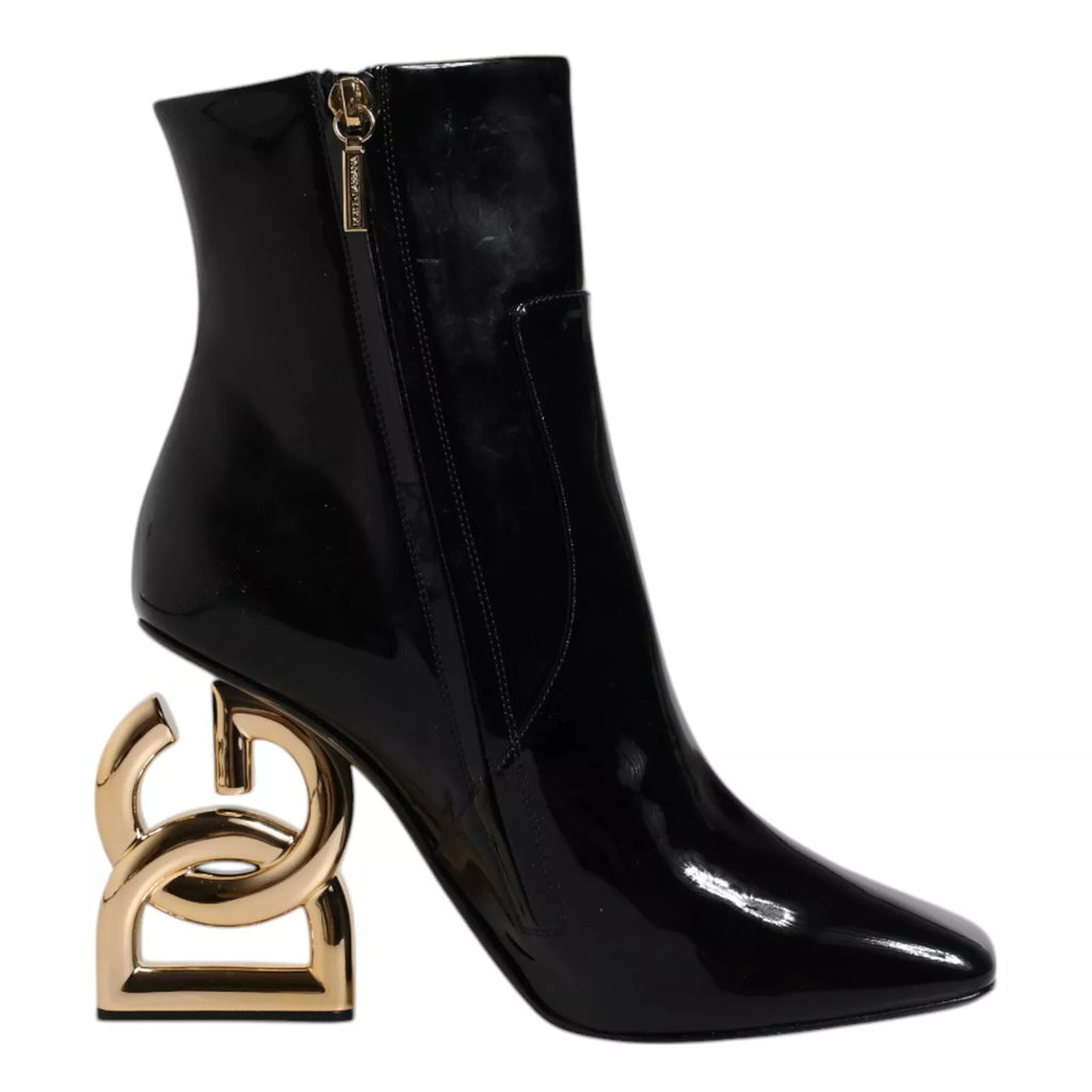 Dolce & Gabbana Black 'Jackie' Knee-High Boots – Calfskin, Side Zipper, Leather Sole, Logo, Italian