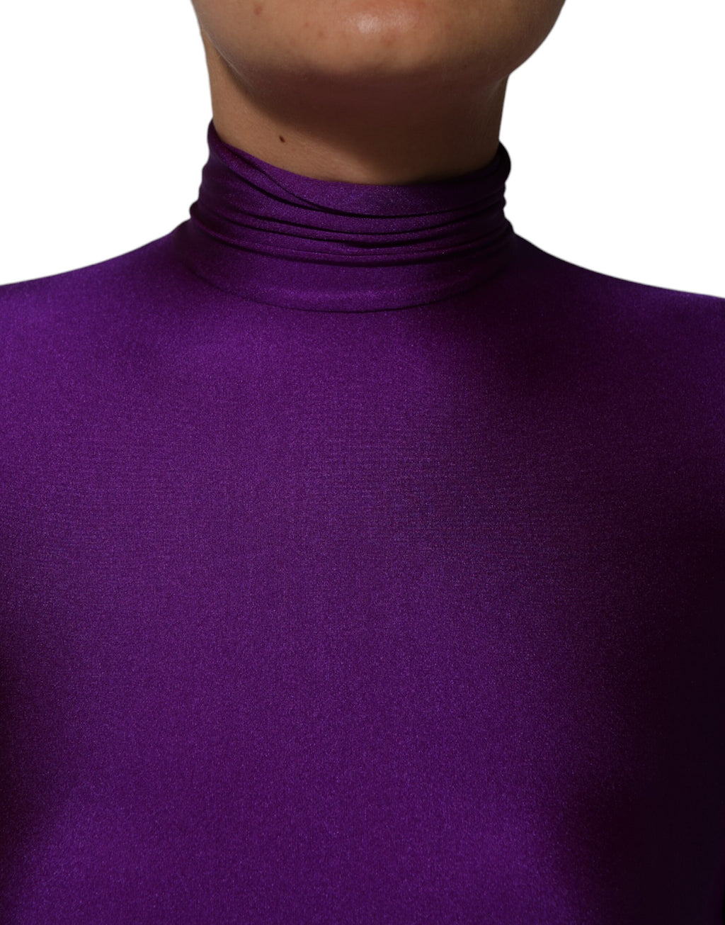 Dolce & Gabbana Purple 80% Nylon Curvy-Fit Bodycon Jumpsuit – Back Zipper