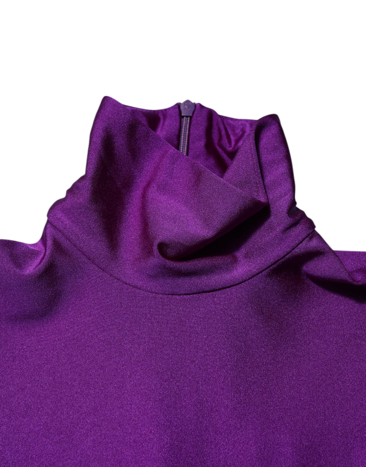 Dolce & Gabbana Purple 80% Nylon Curvy-Fit Bodycon Jumpsuit – Back Zipper