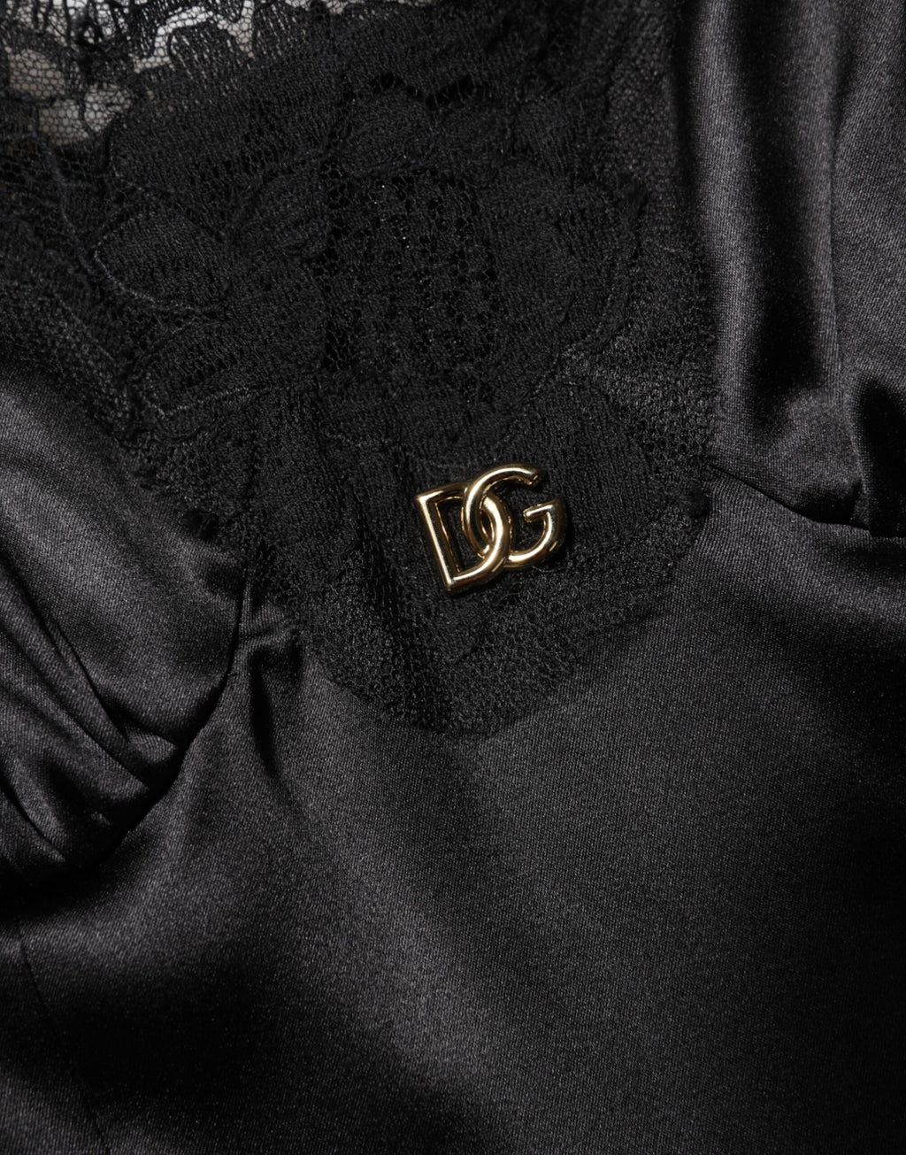 Dolce & Gabbana Black Silk Blend Lace Mini Dress - DG Logo, Thin Straps, Italian