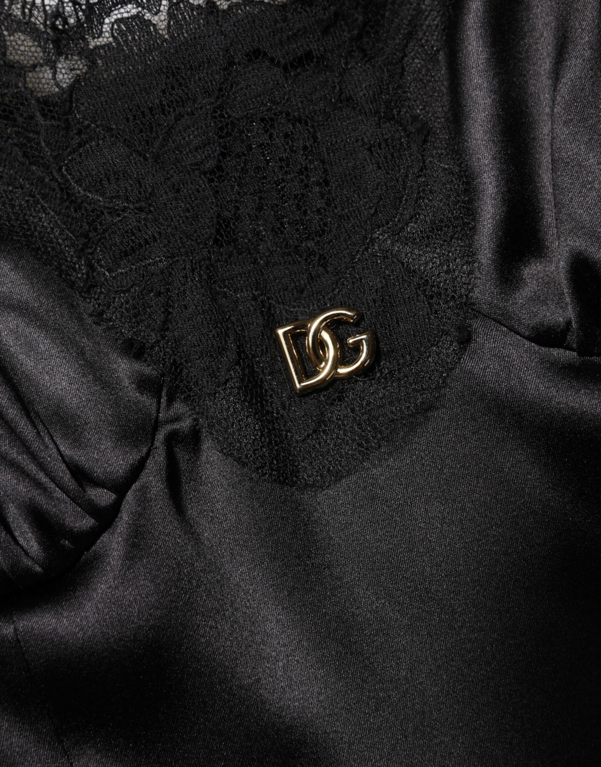 Dolce & Gabbana Black Silk Blend Lace Mini Dress - DG Logo, Thin Straps, Italian