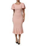 Dolce & Gabbana Pink Viscose Short-Sleeved Bodycon Midi Dress – Silk Lining