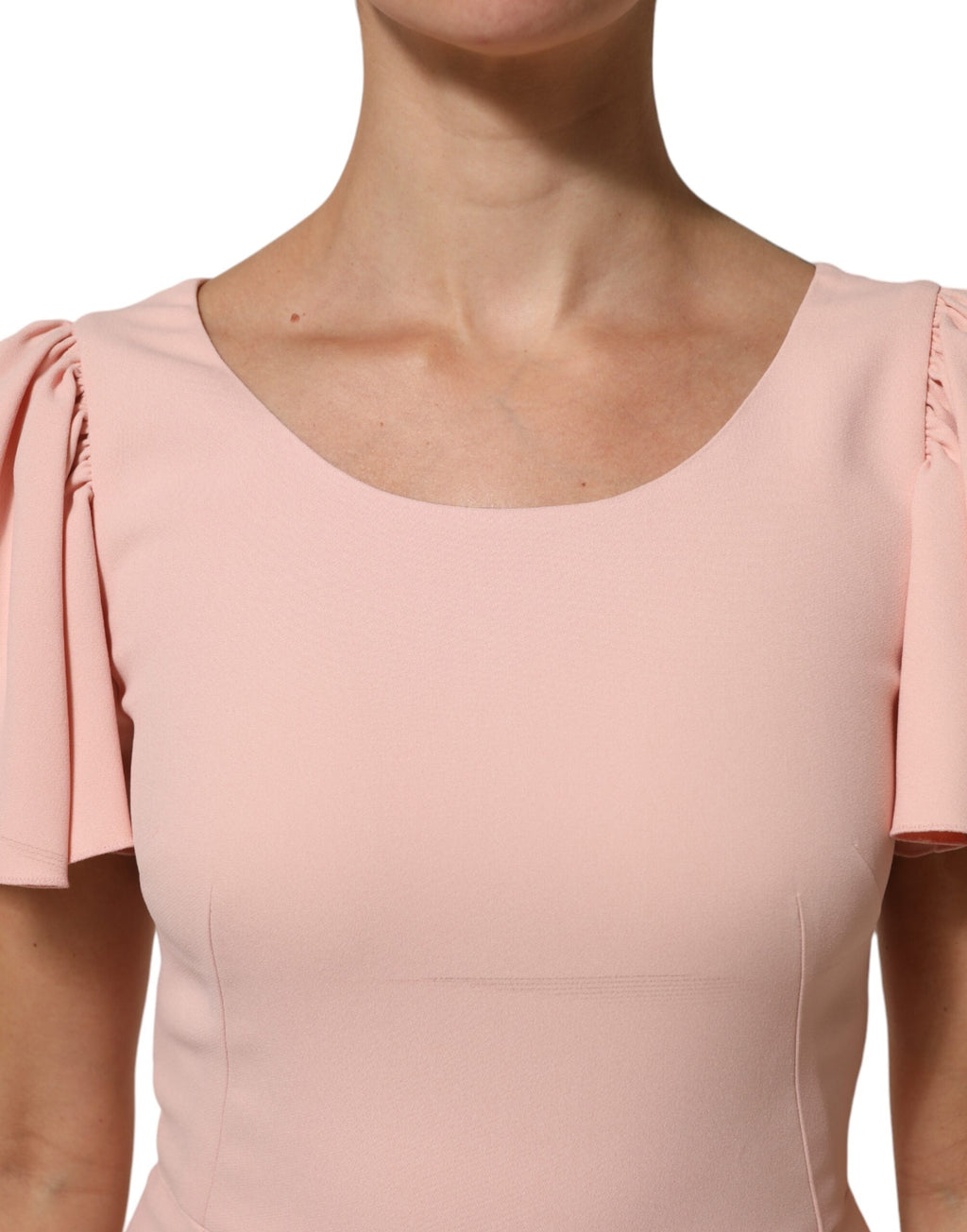 Dolce & Gabbana Pink Viscose Short-Sleeved Bodycon Midi Dress – Silk Lining