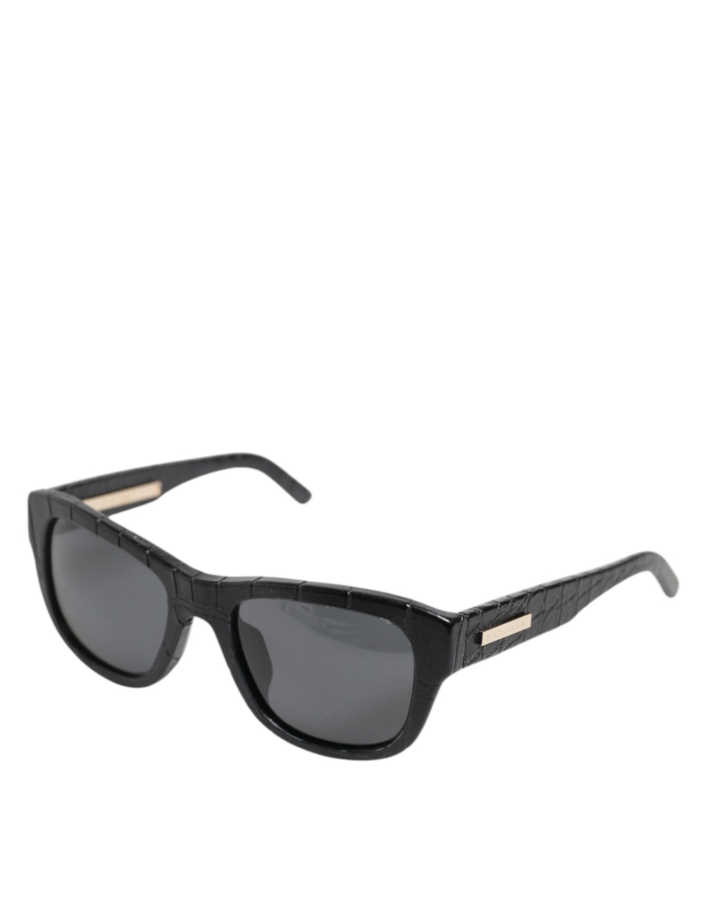 Dolce & Gabbana Black Alligator-Leather-Frame Tinted-Lens Sunglasses DG4177 – Goatskin Lining, Logo, 100% UV, Italian