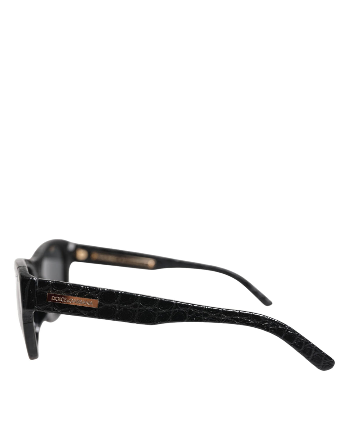 Dolce & Gabbana Black Alligator-Leather-Frame Tinted-Lens Sunglasses DG4177 – Goatskin Lining, Logo, 100% UV, Italian
