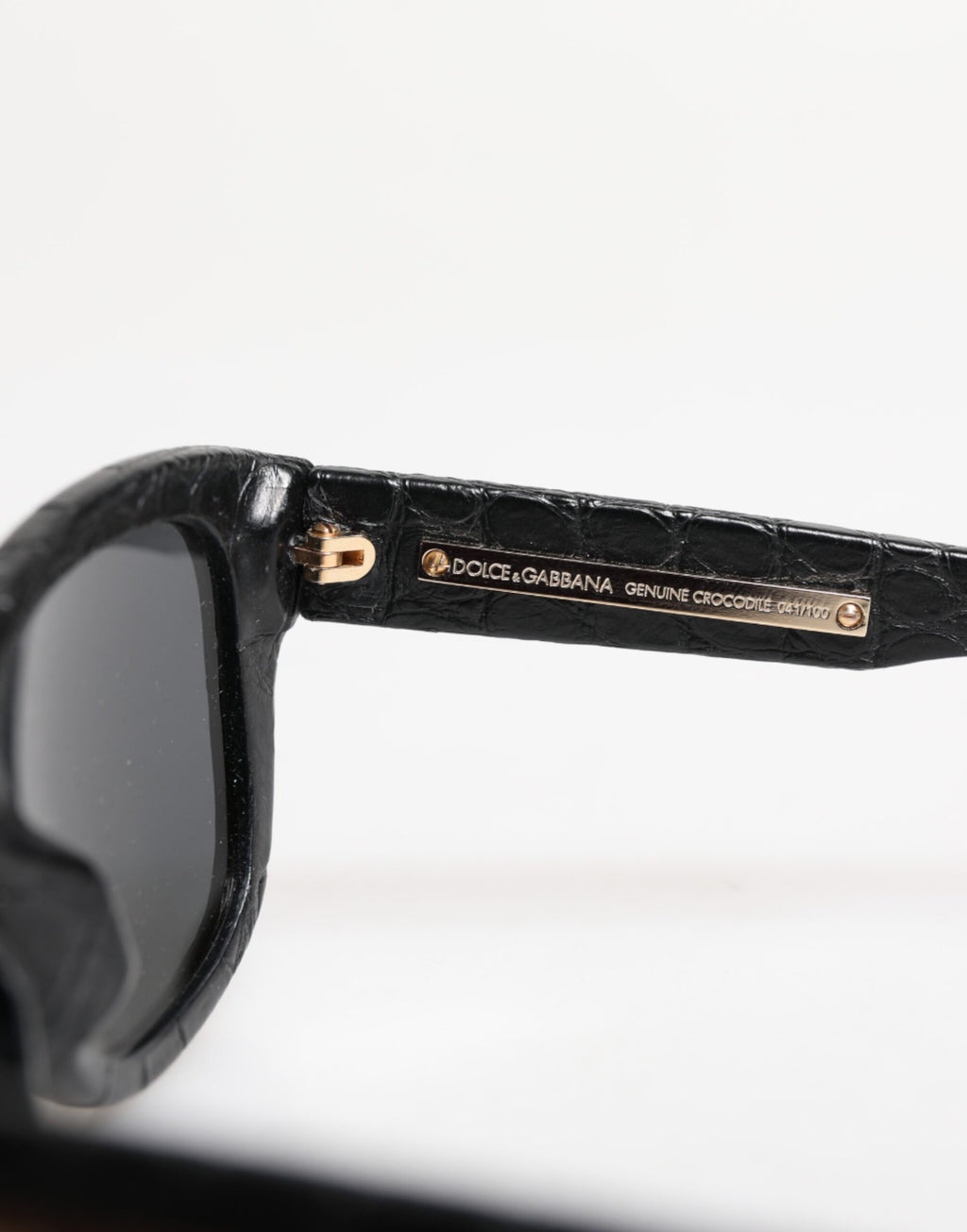 Dolce & Gabbana Black Alligator-Leather-Frame Tinted-Lens Sunglasses DG4177 – Goatskin Lining, Logo, 100% UV, Italian