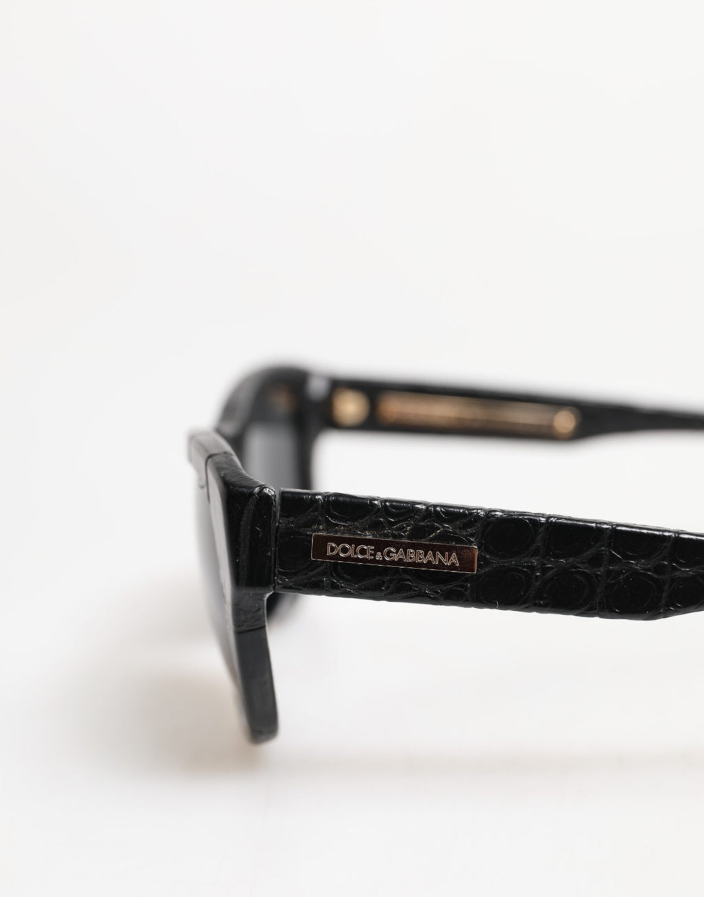 Dolce & Gabbana Black Alligator-Leather-Frame Tinted-Lens Sunglasses DG4177 – Goatskin Lining, Logo, 100% UV, Italian