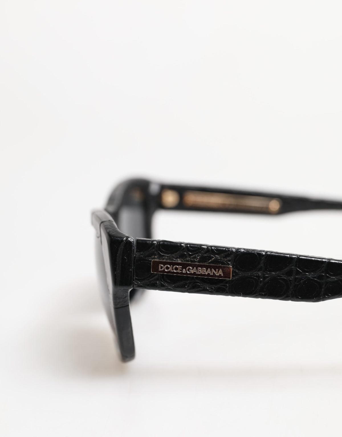 Dolce & Gabbana Black Alligator-Leather-Frame Tinted-Lens Sunglasses DG4177 – Goatskin Lining, Logo, 100% UV, Italian