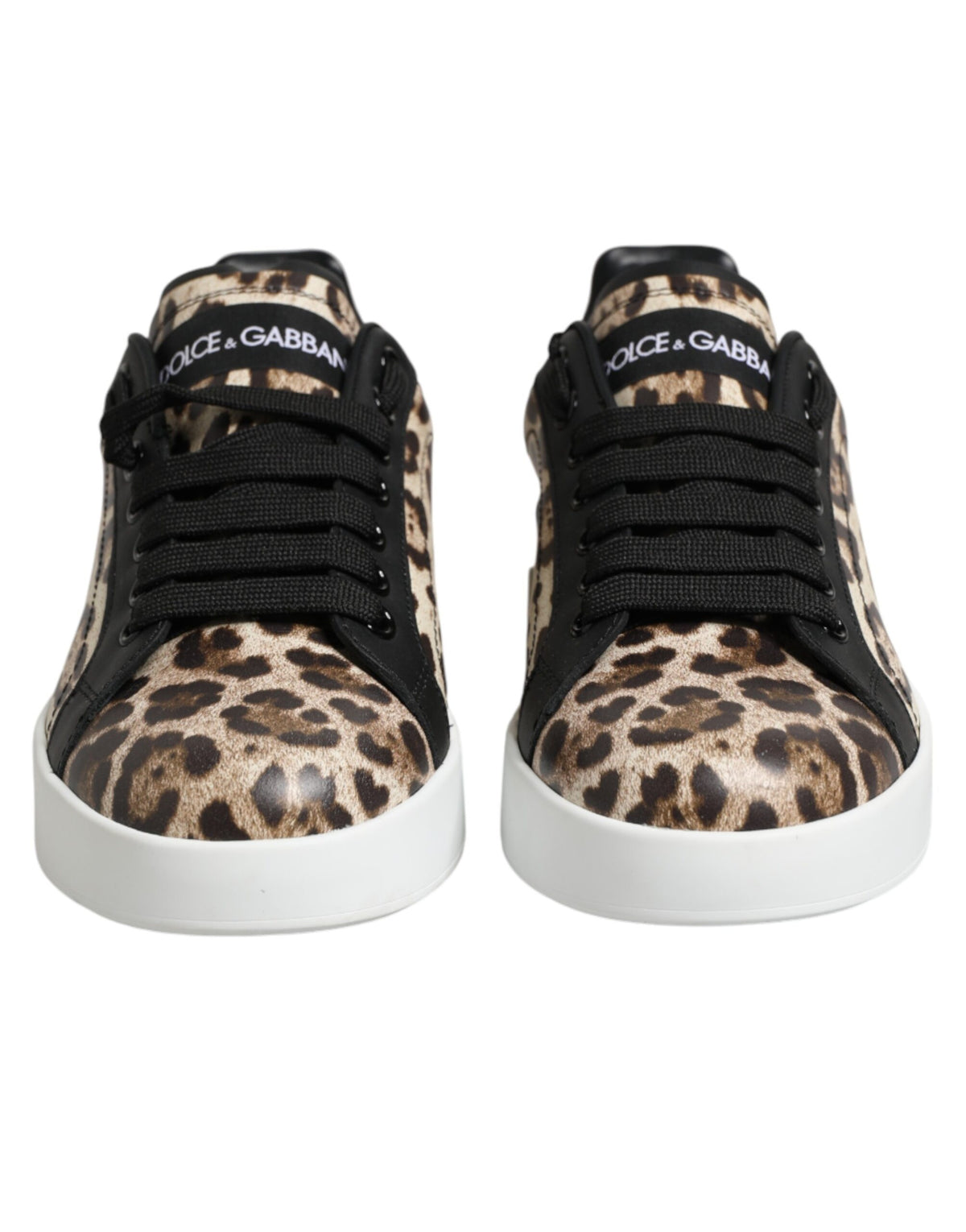 Dolce & Gabbana Brown Calfskin Leopard Low-Top Sneakers – Lace-Up, Rubber Sole, Logo, Italian