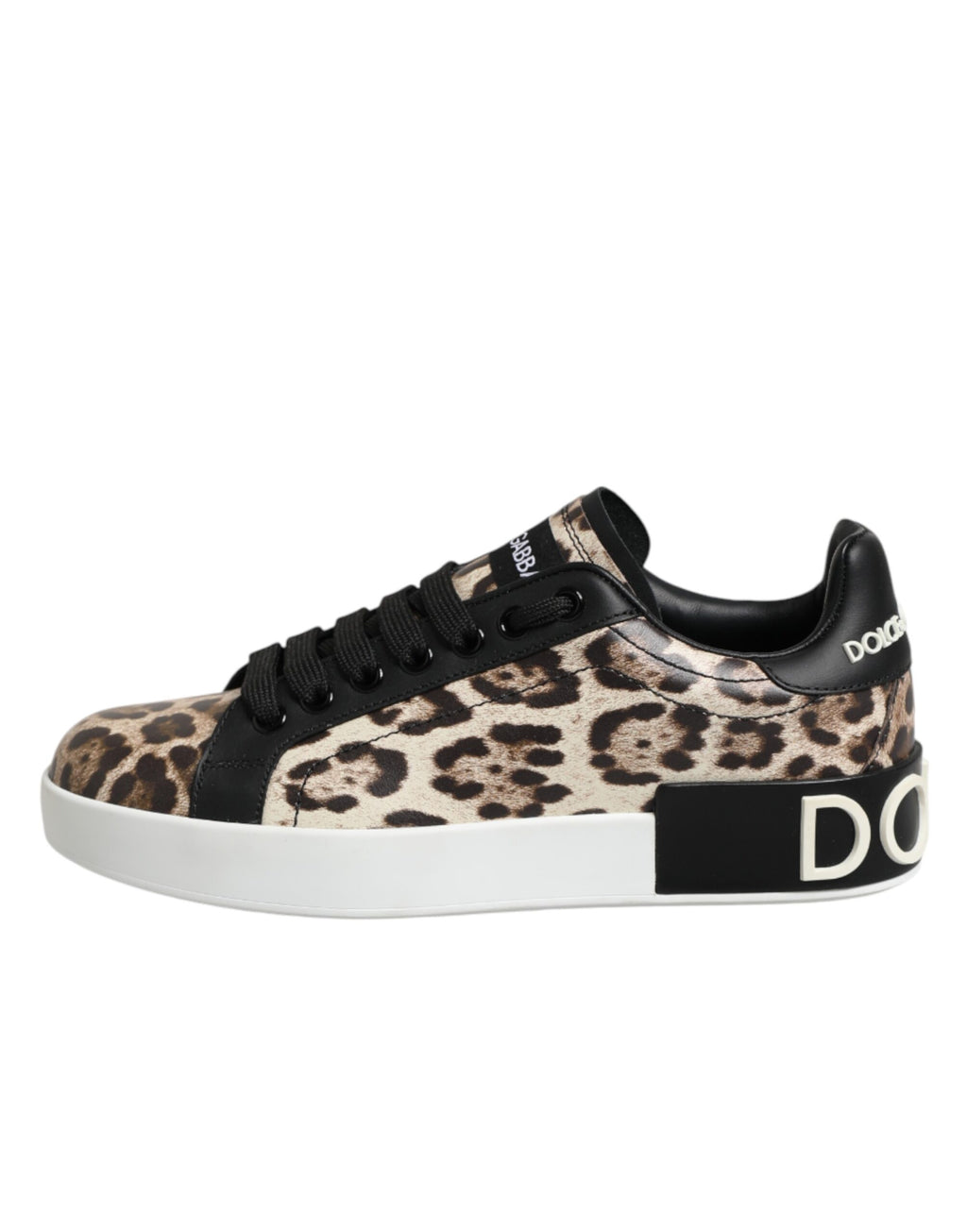 Dolce & Gabbana Brown Calfskin Leopard Low-Top Sneakers – Lace-Up, Rubber Sole, Logo, Italian