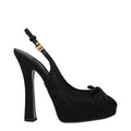 Dolce & Gabbana Black Satin High-Heel Shoes – 13 cm Heel, Round Toe, Buckle Closure, Leather Sole, Logo, Italian