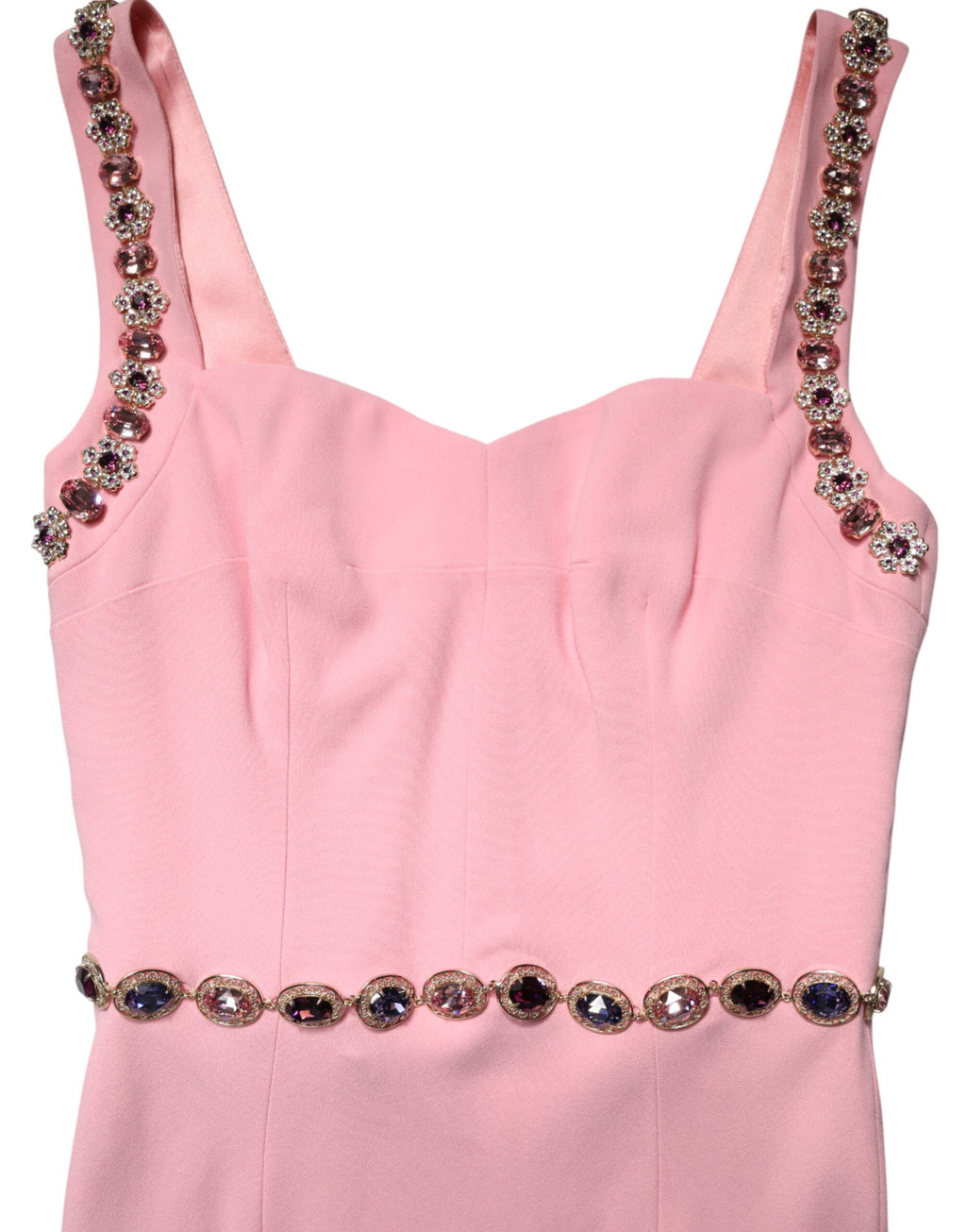 Dolce & Gabbana Pink Embellished Swan-Silhouette Evening Dress – Zipper, Logo Detail, Italian