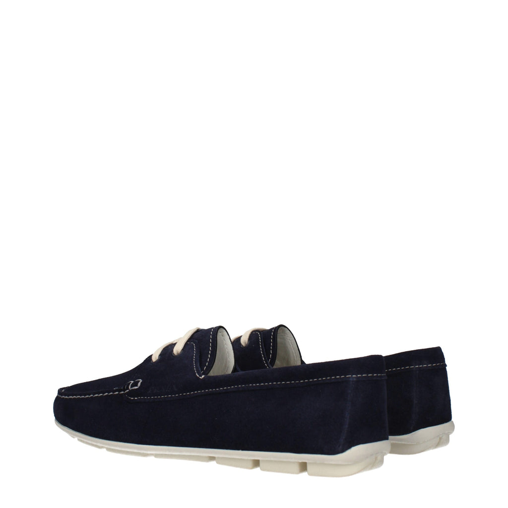 Prada Blue Leather Slip-On Loafers
